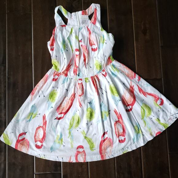 Crazy 8 Bird Print Summer Dress Cotton White 7 - Picture 1 of 8